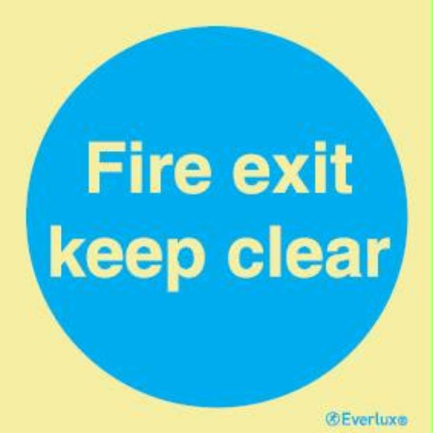 Fire and Watertight door sign Fire exit keep clear with text